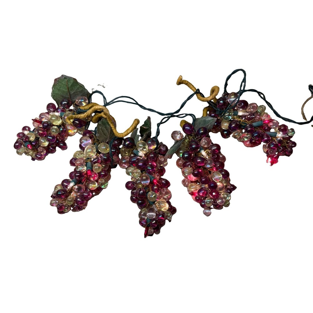 Vintage Lucite Grape Cluster Hanging Swag String Light,Retro Purple